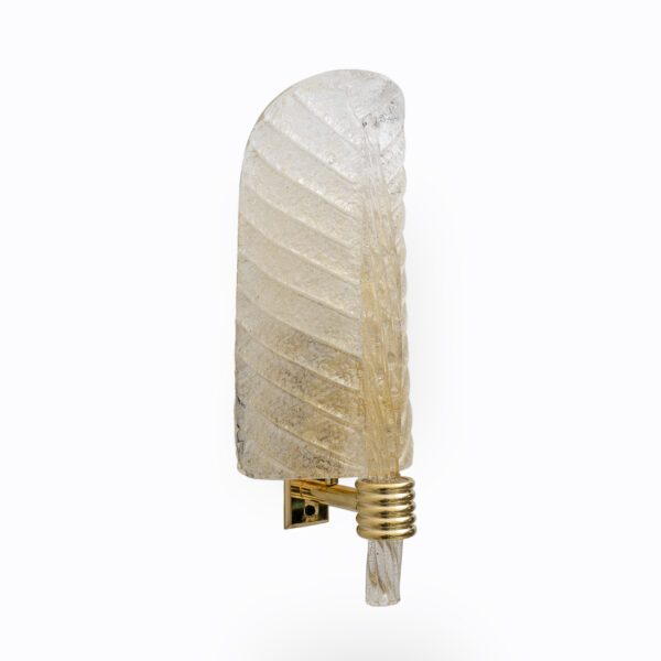 Pair of Barovier & Toso Style Graniglia Murano Glass Leaf Sconces - Image 3