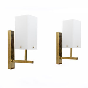 Pair of Italian Murano Glass and Brass Sconces