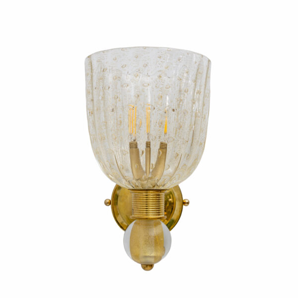 Barovier & Toso Brass and Pulegoso Murano Glass Sconces - Image 4