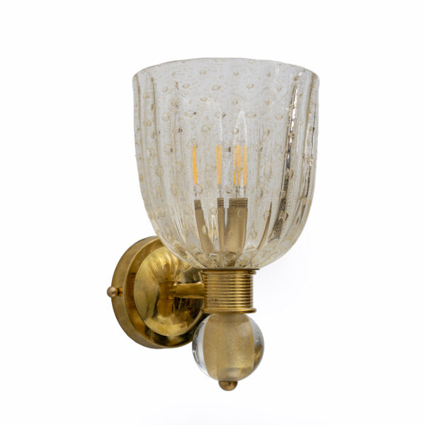 Barovier & Toso Brass and Pulegoso Murano Glass Sconces - Image 5