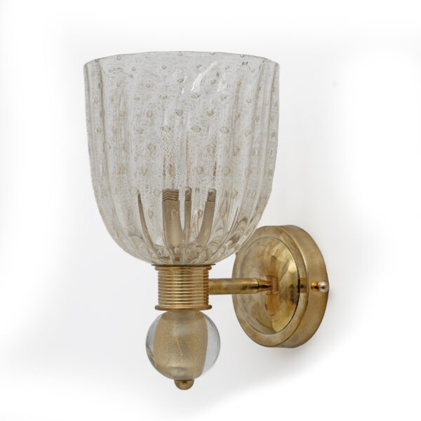 Barovier & Toso Brass and Pulegoso Murano Glass Sconces - Image 2