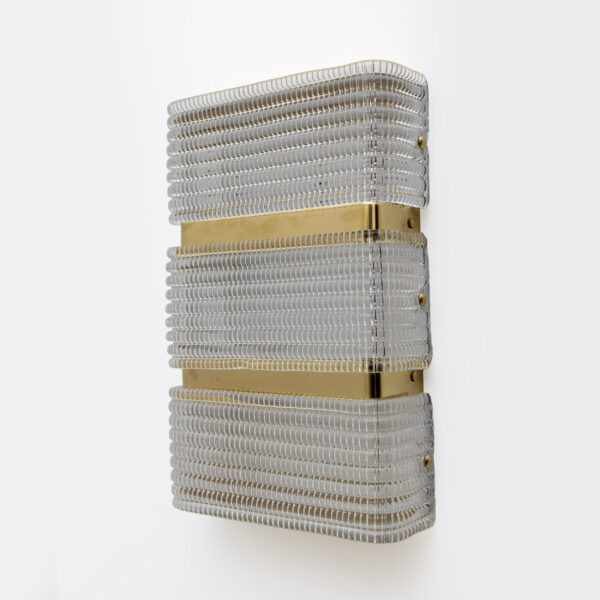 Pair of Modern Italian Murano Glass and Brass Sconces - Image 3