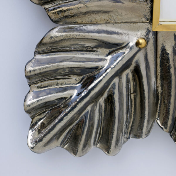 Pair of Italian Brass and Leaf Murano Glass Wall Mirrors - Image 10