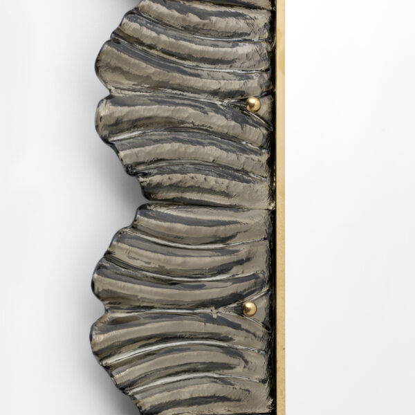 Pair of Italian Brass and Leaf Murano Glass Wall Mirrors - Image 6