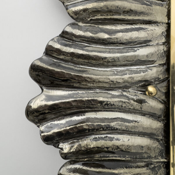 Pair of Italian Brass and Leaf Murano Glass Wall Mirrors - Image 7