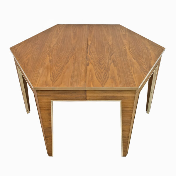 Oak and Brass Extendable Dining Table, Italy, 1970s - Image 3