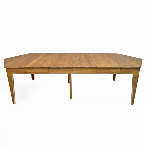 Oak and Brass Extendable Dining Table, Italy, 1970s - Image 6