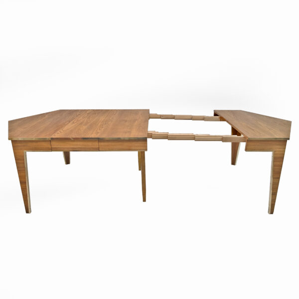 Oak and Brass Extendable Dining Table, Italy, 1970s - Image 5