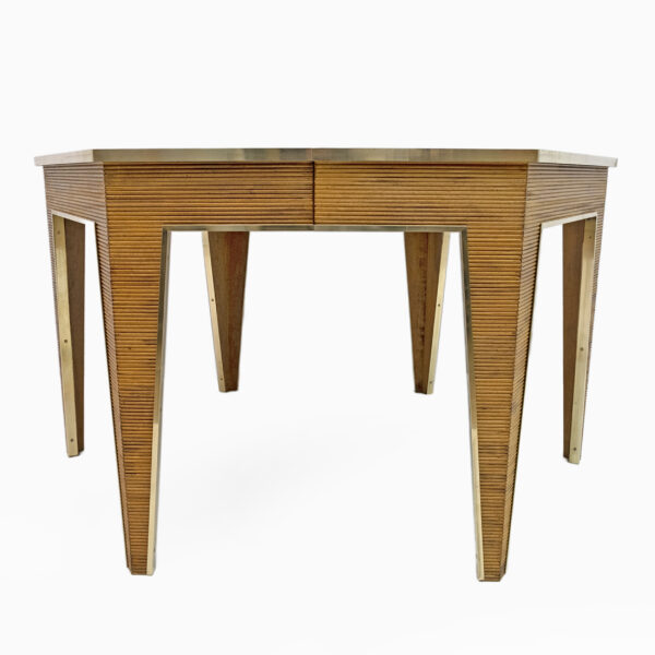 Oak and Brass Extendable Dining Table, Italy, 1970s - Image 13