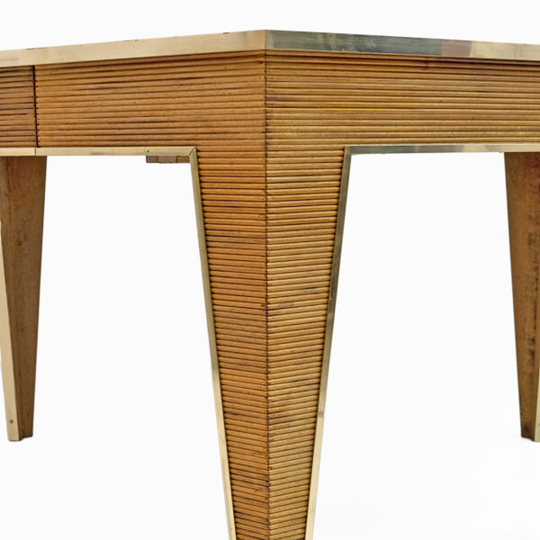 Oak and Brass Extendable Dining Table, Italy, 1970s - Image 12