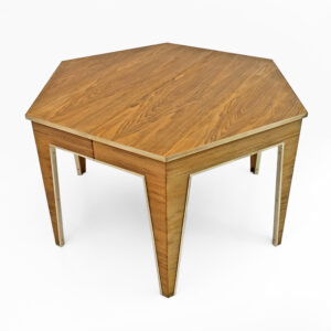 Oak and Brass Extendable Dining Table, Italy, 1970s