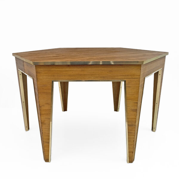 Oak and Brass Extendable Dining Table, Italy, 1970s - Image 9