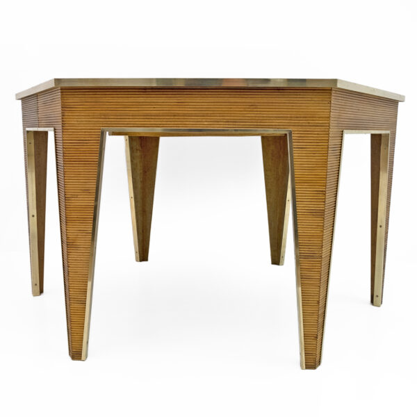 Oak and Brass Extendable Dining Table, Italy, 1970s - Image 8