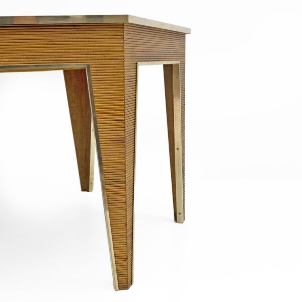 Oak and Brass Extendable Dining Table, Italy, 1970s - Image 7