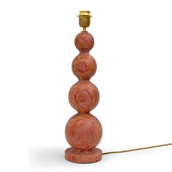 Pair of Italian Modern Red Travertine Sphere Lamps - Image 5