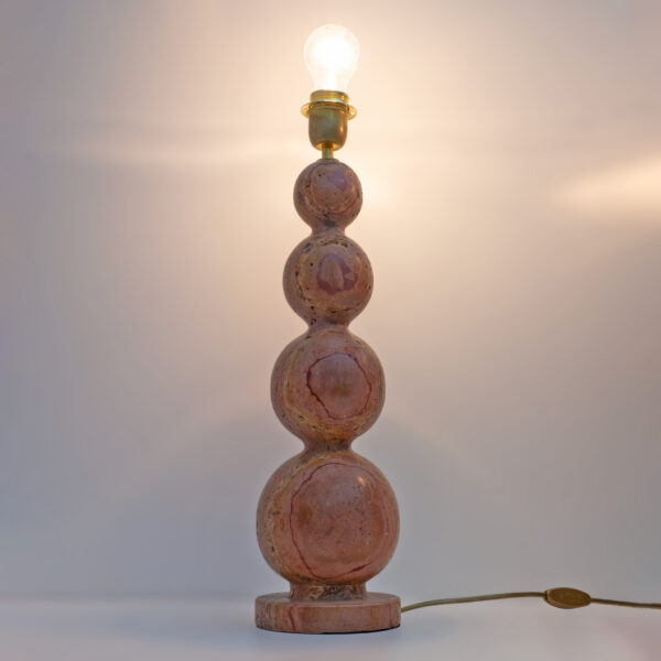Pair of Italian Modern Red Travertine Sphere Lamps - Image 8
