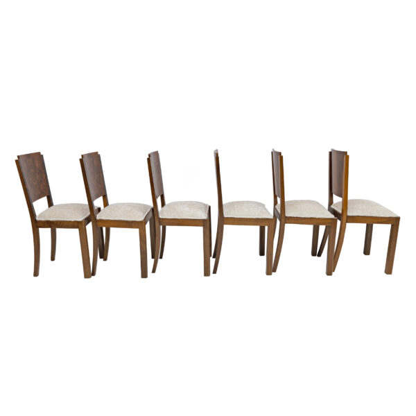 Six Art Dèco Italian Walnut Dining Chairs, 1940s - Image 2