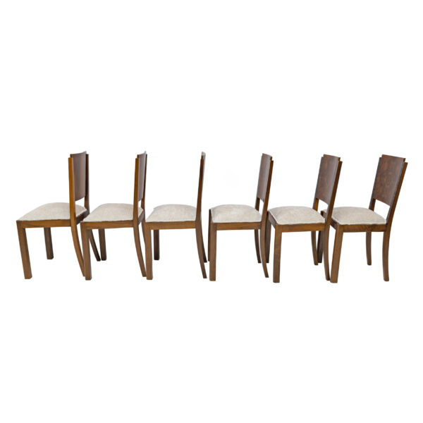 Six Art Dèco Italian Walnut Dining Chairs, 1940s - Image 9