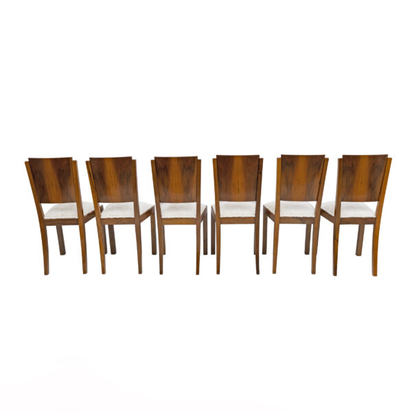 Six Art Dèco Italian Walnut Dining Chairs, 1940s - Image 8