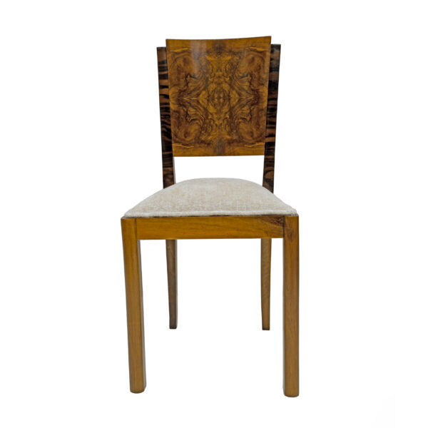 Six Art Dèco Italian Walnut Dining Chairs, 1940s - Image 3