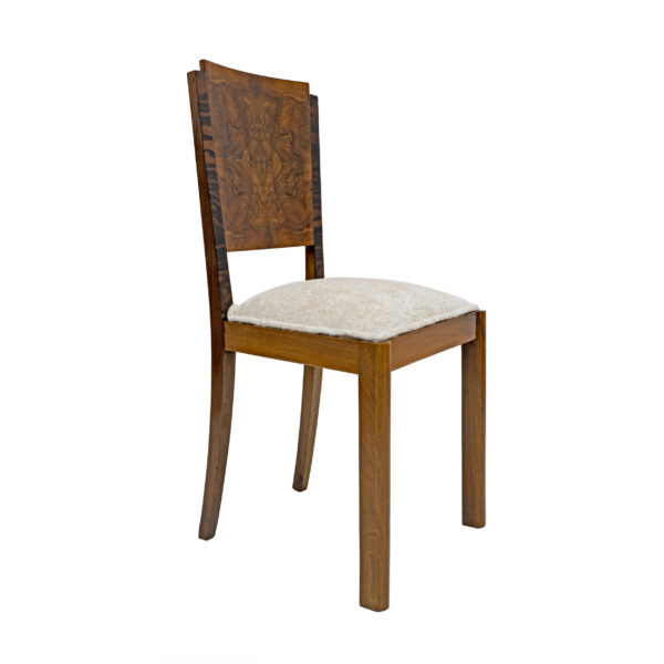 Six Art Dèco Italian Walnut Dining Chairs, 1940s - Image 7