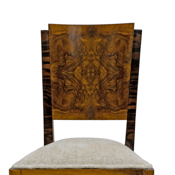 Six Art Dèco Italian Walnut Dining Chairs, 1940s - Image 4