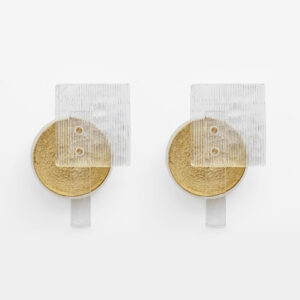 Pair of Murano Glass Sconces with Gold Texture, Italy