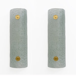 Pair of Murano Glass Green Water and Brass Wall Sconces