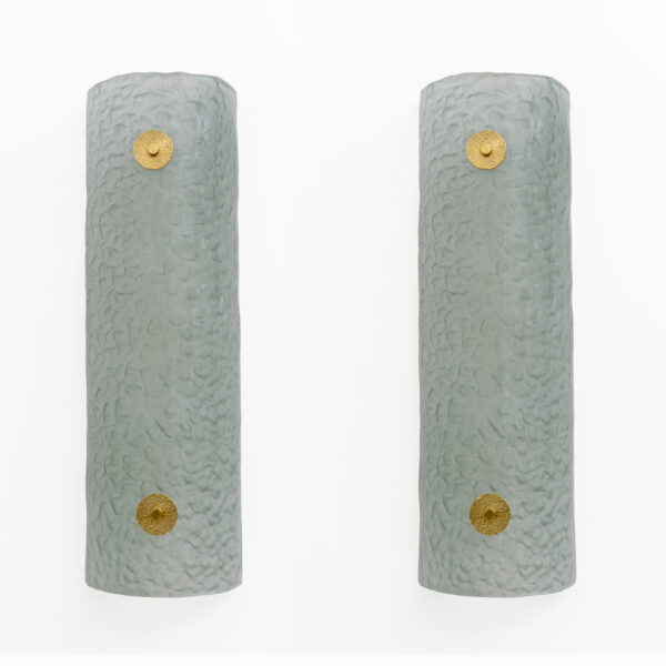Pair of Murano Glass Green Water and Brass Wall Sconces