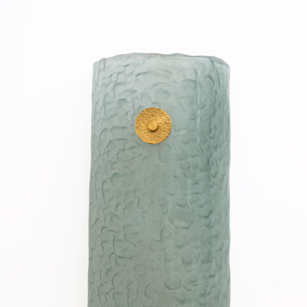 Pair of Murano Glass Green Water and Brass Wall Sconces - Image 3