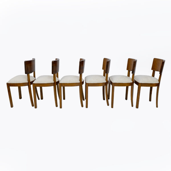 Six of Art Deco Italian Walnut Dining Chairs, 1930s - Image 2