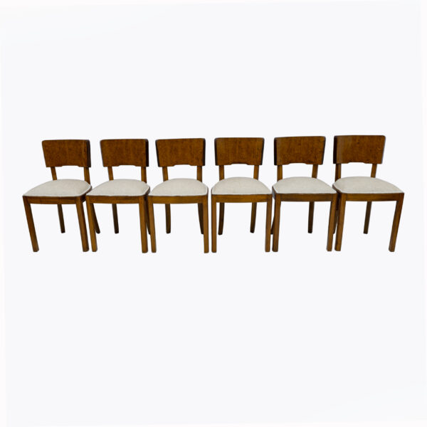 Six of Art Deco Italian Walnut Dining Chairs, 1930s - Image 3