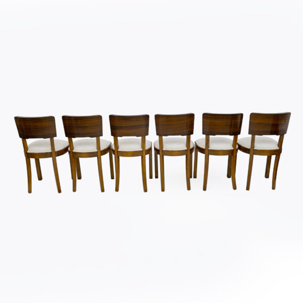 Six of Art Deco Italian Walnut Dining Chairs, 1930s - Image 12