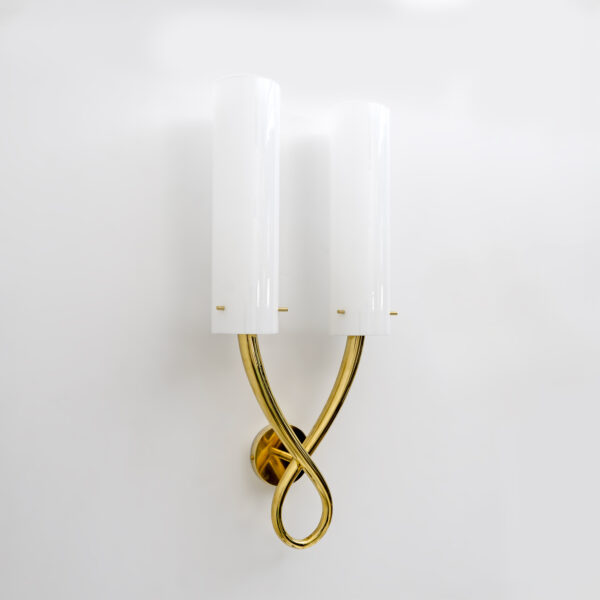 Pair of Large Brass and Murano Glass Sconces Gio Ponti Style - Image 2