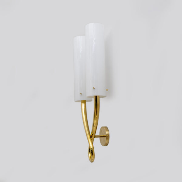 Pair of Large Brass and Murano Glass Sconces Gio Ponti Style - Image 4