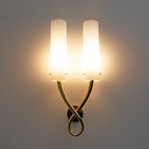 Pair of Large Brass and Murano Glass Sconces Gio Ponti Style - Image 5
