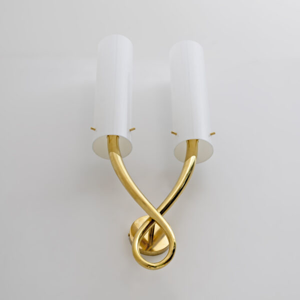 Pair of Large Brass and Murano Glass Sconces Gio Ponti Style - Image 6