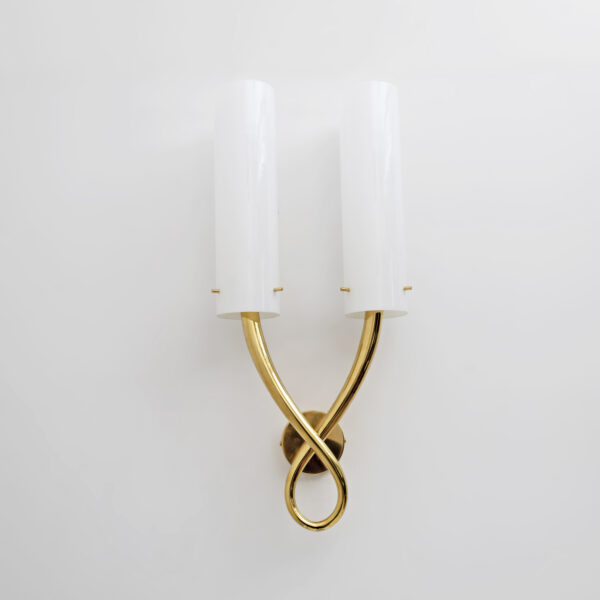 Pair of Large Brass and Murano Glass Sconces Gio Ponti Style - Image 7