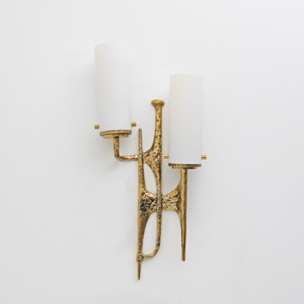 Pair of Bronze Wall and Murano glass Sconces by Felix Agostini - Image 4