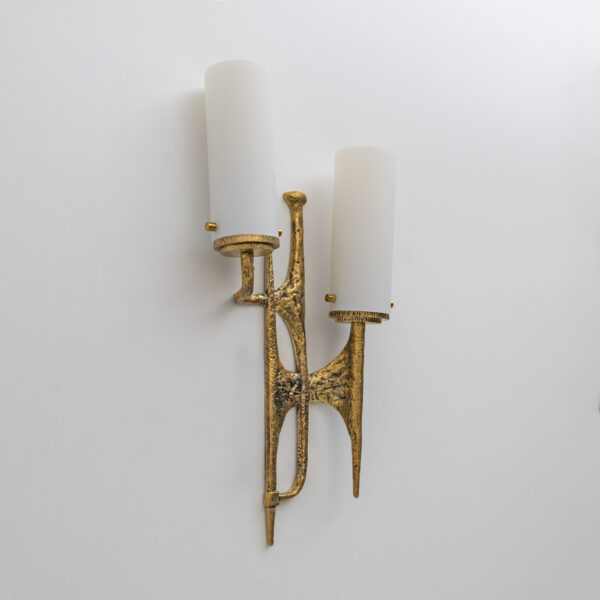 Pair of Bronze Wall and Murano glass Sconces by Felix Agostini - Image 3