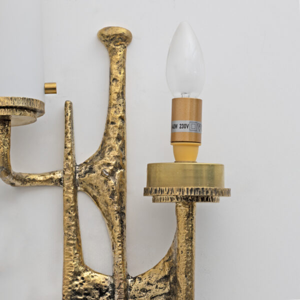 Pair of Bronze Wall and Murano glass Sconces by Felix Agostini - Image 7