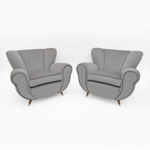 Guglielmo Ulrich Art Deco Italian Velvet Armchairs, 1940s, Pair