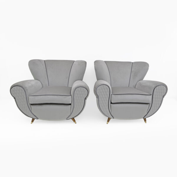 Guglielmo Ulrich Art Deco Italian Velvet Armchairs, 1940s, Pair - Image 3