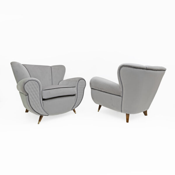 Guglielmo Ulrich Art Deco Italian Velvet Armchairs, 1940s, Pair - Image 11