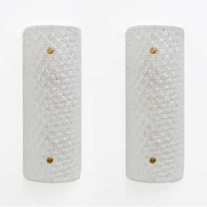 Pair of Modern Italian Murano Glass Textured Wall Sconces