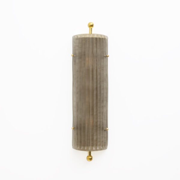 Pair of Art Deco Style Smoked Murano Glass and Brass Sconces - Image 3