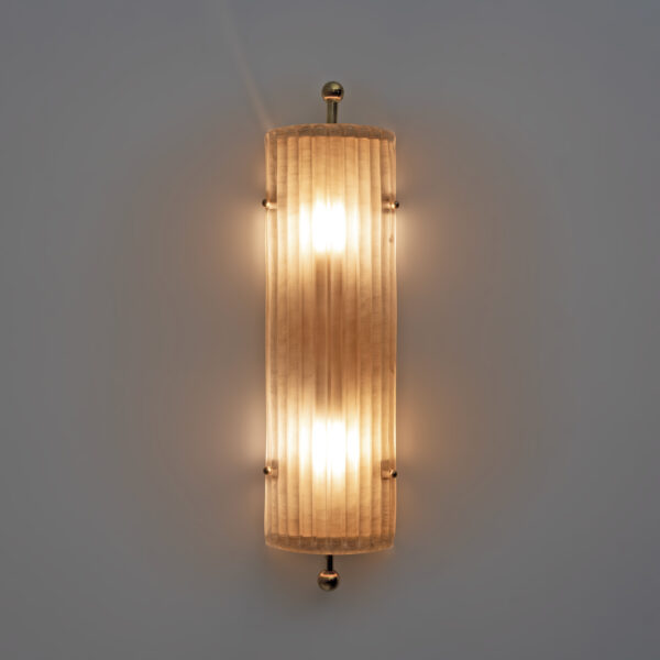 Pair of Art Deco Style Smoked Murano Glass and Brass Sconces - Image 10