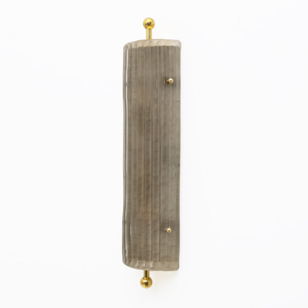 Pair of Art Deco Style Smoked Murano Glass and Brass Sconces - Image 9