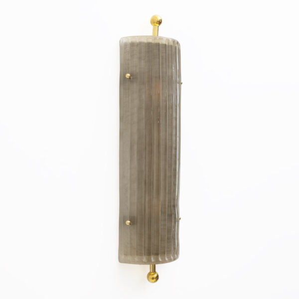 Pair of Art Deco Style Smoked Murano Glass and Brass Sconces - Image 8