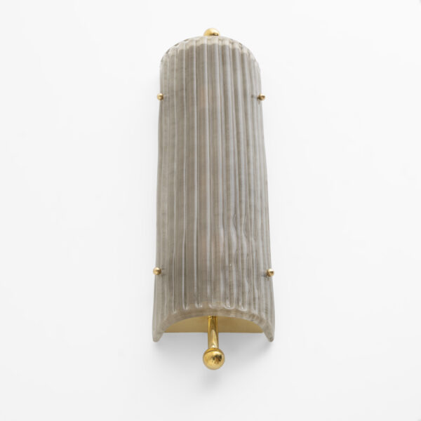 Pair of Art Deco Style Smoked Murano Glass and Brass Sconces - Image 7